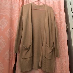 Camel Long Open Front Cardigan Medium Old Navy